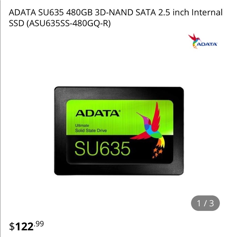 ADATA SU635 480GB 3D-NAND SATA 2.5 inch Internal